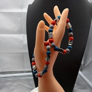 Vibrant Beaded Bracelet Set with Silver Accents